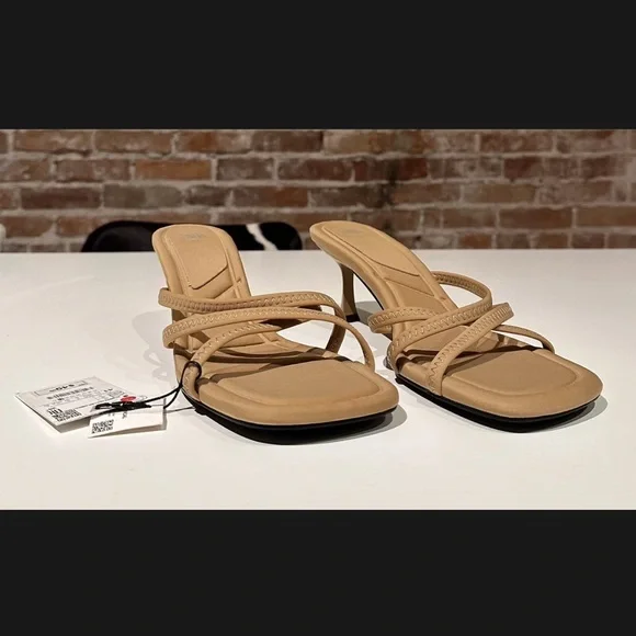 Zara Tan Neoprene Heel Sandals Size 41 - Picture 7 of 9